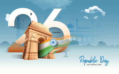 Indian Republic Day Celebration Greeting Background	