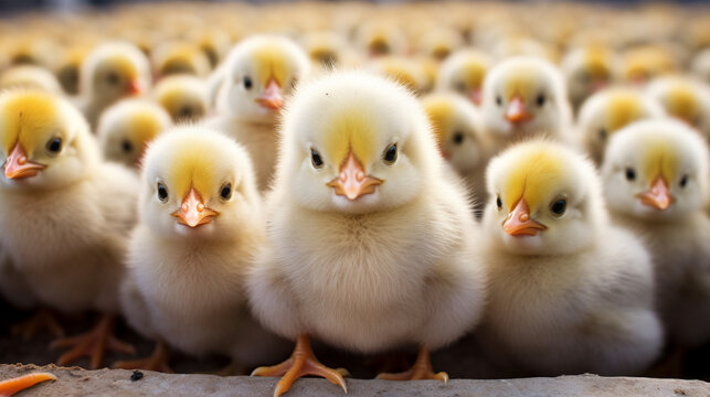 Feathered Posse: A Gaze of Small, Cute Chicks Posing for the Lens