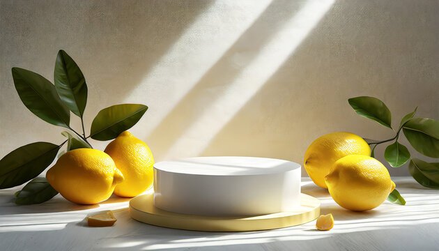 Modern and elegant podium stadium lemon citrus theme product mockup display