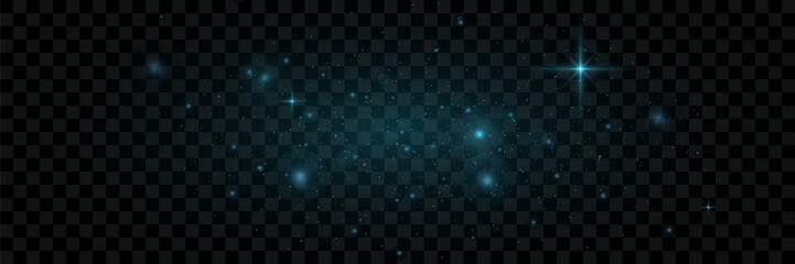 
Blue dust of light. Bokeh light effect background. glowing background of dust and light glitter. On a transparent background.
