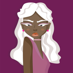 Dark-skinned albino girl dark pink