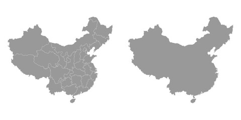 China map with administrative divisions. Vector illustration.