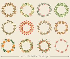 garland of flowers vector set