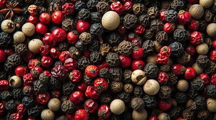 pepper and peppercorns texture.Black pepper background. black peppercorns spices. herb.Dry black pepper seeds