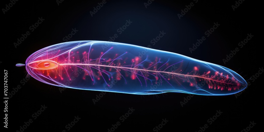Poster a fish with a red light on it. generative ai.
