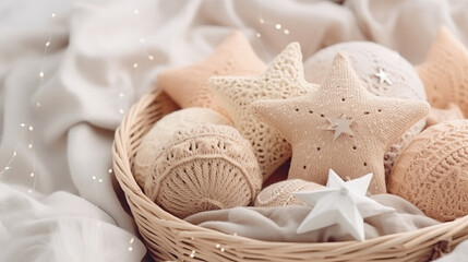 Fototapeta premium Christmas decor in cozy interior close-up