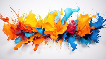 Colorful paint splashes on a white background. Generative AI.