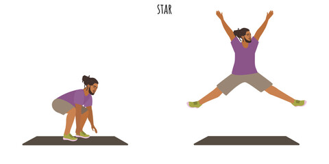 Young man doing star exercise