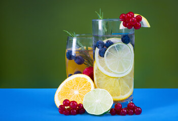 Drink with citrus slices and berries