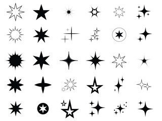 Simple Aesthetic Winter Christmas shining magic star icon in trendy style. Modern shapes vector symbols. Linear pictogram pack for web apps and mobile concept