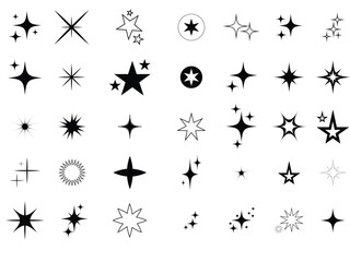 Twinkling stars.Shine icons.Sparkle star icons.Star icons. Sparkles, shining burst. Christmas vector symbols isolated. Design on white background.