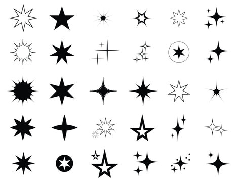 Simple Aesthetic Winter Christmas shining magic star icon in trendy style. Modern shapes vector symbols. Linear pictogram pack for web apps and mobile concept