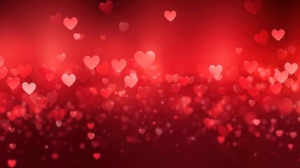 Valentine's Day background with heart-shaped bokeh lights. Love and celebration.