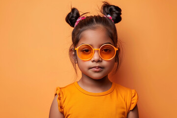 Little Indian fashion kid portrait isolated on color background