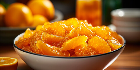 Bowl of Juicy Orange Segments Close-up.