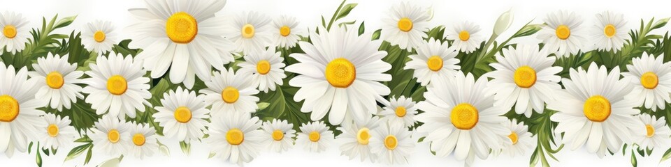 Top view to flowered and blossomed daisy flower as background banner