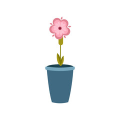 set of plants in a blue flower vase isolated