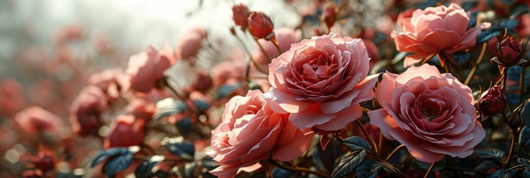 Pink Rose Flowers Frame Wedding Romantic, Banner Image For Website, Background, Desktop Wallpaper