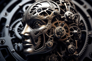 Cybernetic Face Mechanical Art.