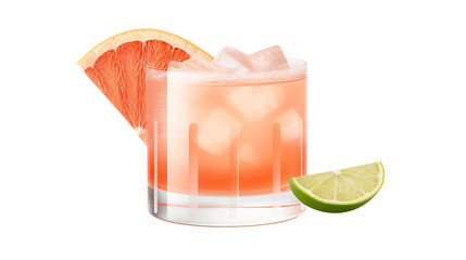 Classic paloma cocktail isolated on transparent or white background