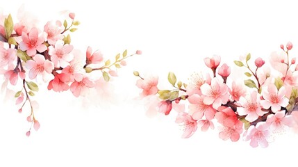 Fototapeta na wymiar decoration Spring flower Watercolor cherry background