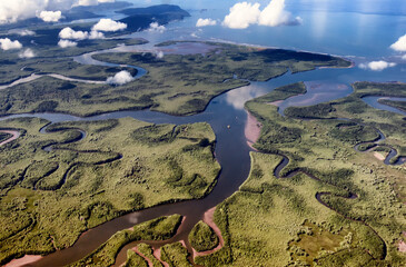 Costa Rica, Central America - Térraba-Sierpe Wetland, Delta Sierpe River and Terraba river, Rio...