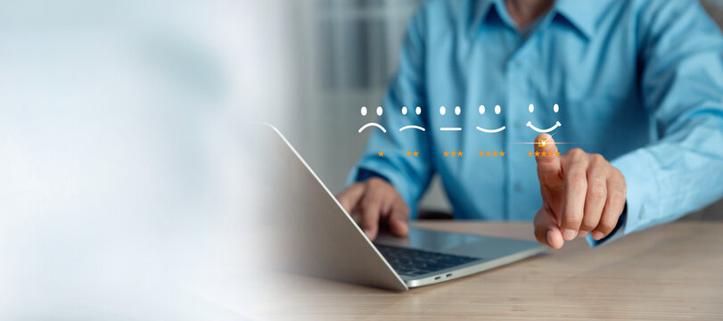 customer services best excellent business rating experience. Satisfaction survey concept , customers online concept.