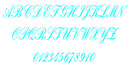  Letters of EnglischeSchTDemBol Font Alphabet and Punctuation Marks and Various Symbols in the form of Squeezed Cream in White on background.