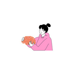 vector of people in pink clothes business elements