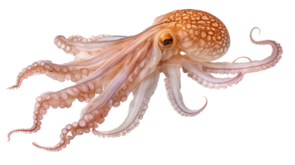 squid (ocean marine animal) isolated on transparent background cutout 