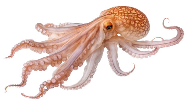 squid (ocean marine animal) isolated on transparent background cutout 