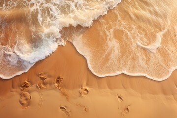 Fototapeta na wymiar Smooth sand texture, capturing footprints and natural ripples.