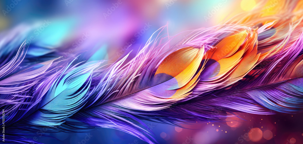 Aufkleber abstract feathers and sequins with blurred background