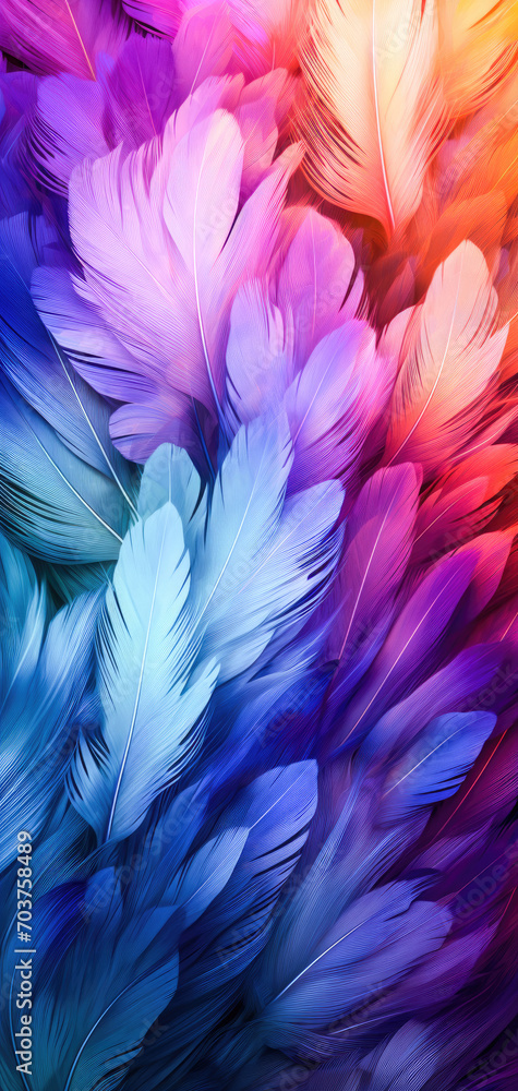 Poster abstract feathers and sequins with blurred background