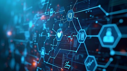 Futuristic interface with graphs and charts. Data for doctor technology 3d rendering toned image