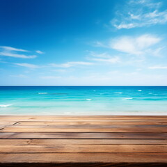 A wooden dock overlooking a tropical beach with crystal clear water,