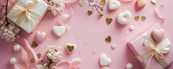 Background with surprise and gift box. Holiday Valentine's Day, birthday, wedding. Romantic presents