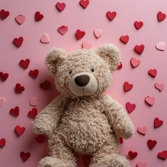 Background with bear toy. Holiday Valentine's Day, birthday, wedding. Romantic bears