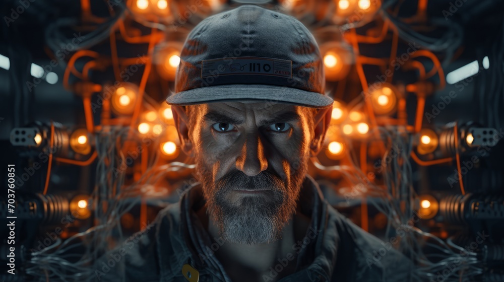 Poster generative ai close-up of a builder working on electrical wiring, attention to detail, construction 