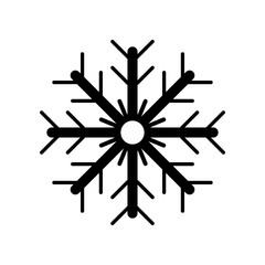 Fototapeta premium Simple black snowflake – Minimalist decorative snowflake on a transparent background