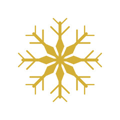 Simple golden snowflake – Minimalist decorative snowflake on a transparent background