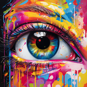 Bright coloured painted eye