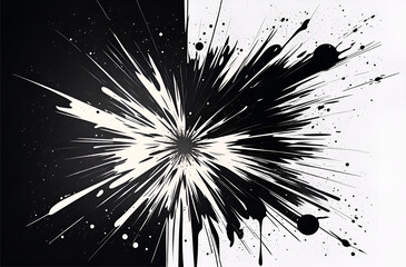 Obraz premium Abstract Digital Art with Black and White Explosion