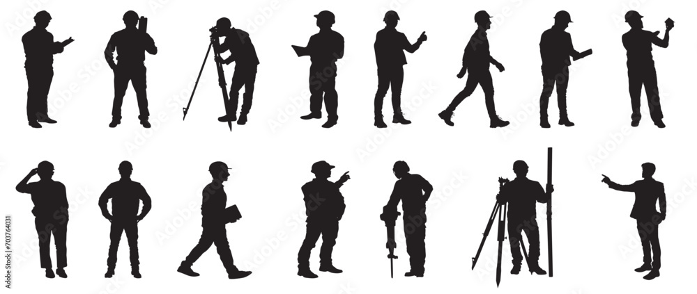 Wall mural Construction Workers Silhouette vector