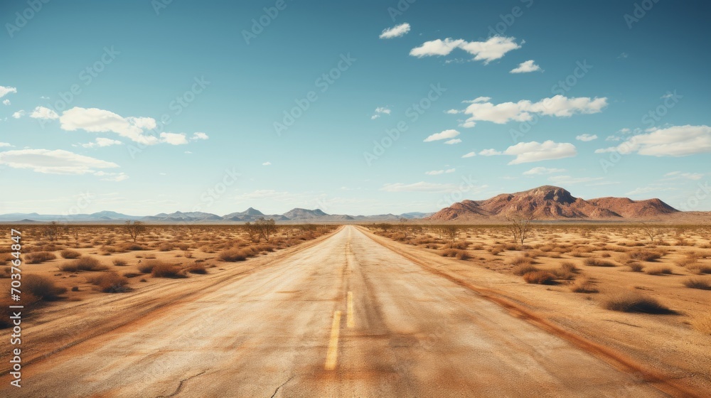 Aufkleber generative ai empty desert road stretch