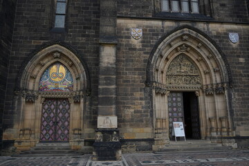 Door of Church of St. Peter and Paul at Vysehrad castle, Prague, Czech Republic