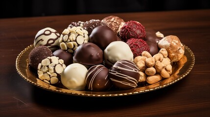 A platter of assorted macadamia nut chocolates