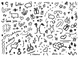 set of different love doodle illustration