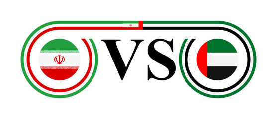 concept between iran vs united arab emirates. vector illustration isolated on white background