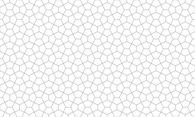 Grey outline pentagon shaped seamless pattern. Vector Repeating Texture.